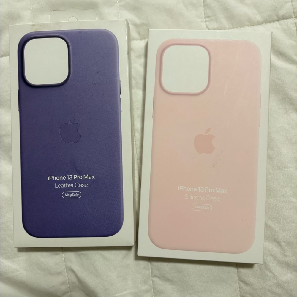Apple iPhone 13 Pro Max Leather and Silicone Cases - Purple and Pink